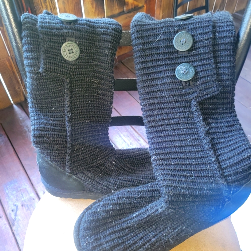 Ugg Black Knit Button Boots